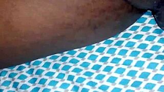 This ebony mature amateur gets her big ass pussy wet with a big black cock in anal action.