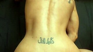 muscular couple enjoys intense session ending in facial