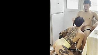 latina milf serves breakfast to stepson, but her big tits and ass lead to monster cock fucking her pussy