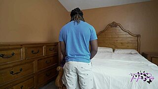 naughty brunette stepmom fucks her son's big black cock friend hard