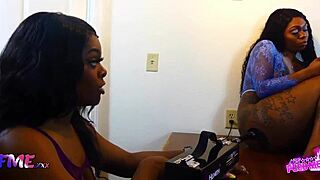 Ebony lesbian deepthroat skills teased
