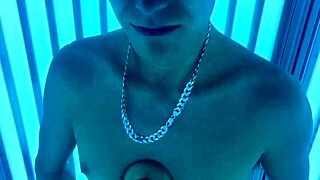 Kevin V Plays With Dildo In Public Tanning Bed