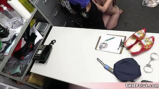 Cute blonde officer gets caught and fucked