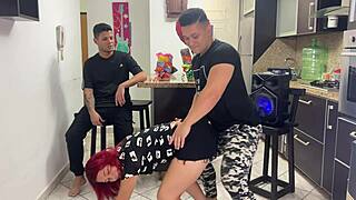 Girlfriend's friend rubs dick on her ass?