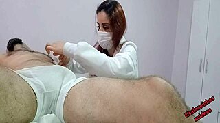 nurse and aesthetician watch patient's erection grow