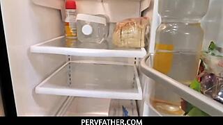 Ebony Snow's POV anal: young stepdaughter's kitchen sex