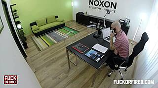 Teeny brunette fucks and sucks her boss at work 😏