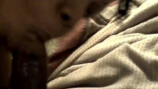 wife is giving a sloppy blowjob to her husband