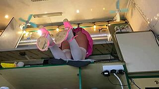 boss takes off alice's panties at work for some flashing fun