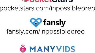 blonde bent over in doggystyle pov fucking best friend's monster cock and swallowing cum interracial