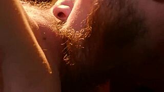 Blindfolded in a dungeon. Bent over with tattoo and hairy cock.