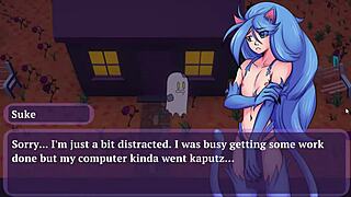 bunny maid in halloween hentai puts duster in butt for anal fun