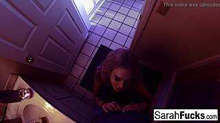 pornstar sarah jessie gives an amazing blowjob in the bathroom