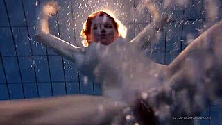 nastya strips naked in public pool