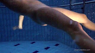 nastya strips naked in public pool