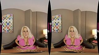 British milf gives jerk off instructions in VR.