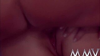 chesty babe riding a large dick