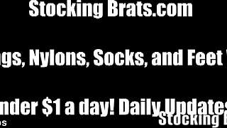 Fourway Lesbian Toe Sucking Orgy In Stockings