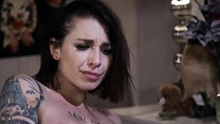 Tattooed goth bent over for anal!