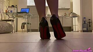 Young Minx Teases in Kitchen. Solo Play Caught Close-Up While Home Alone.