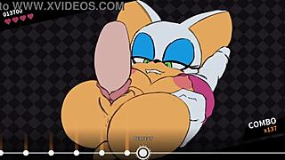 rouge the bat plays a game with big cock