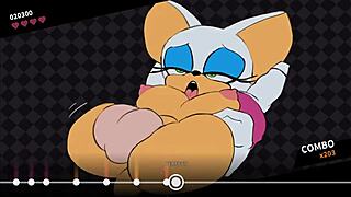 rouge the bat plays a game with big cock