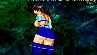 Starfire gets horny on mission and spied masturbating