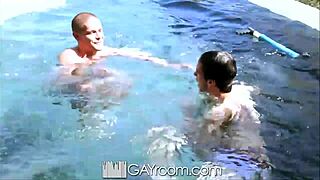 Hd gayroom rough play by pool turns into sex