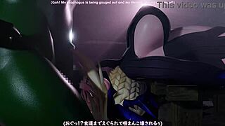 Throat semen effects explored in a wild 3D anime adventure with big action.