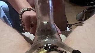 my caged cock gets teased and denied in fleshlight sleeve