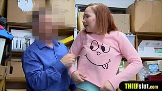 hot shoplifter teen caught paying with pussy