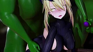 Throat semen effects explored in a wild 3D anime adventure with big action.