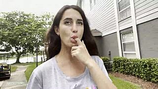 She walks down the street with cum dripping from her face