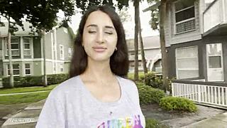 She walks down the street with cum dripping from her face
