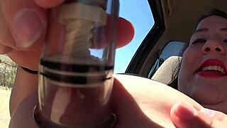 perverted old man uses nipple suckers on chubby teen 18+'s fat tits, what a sight