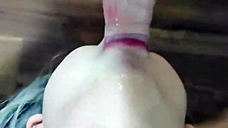Crossdresser trying to own a giant dick with deepthroat blowjob.