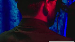 Kelly Madison and Audrey Royal, cum covered and masked, perky tits glistening.