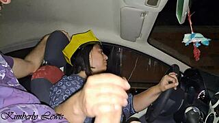 Stepmother and Stepsis Give Double Blowjob in Taxi