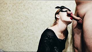 Blonde babe gives BLOWJOB to roommate in dorm