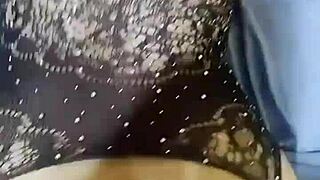 Danielita on all fours in black begs for doggystyle