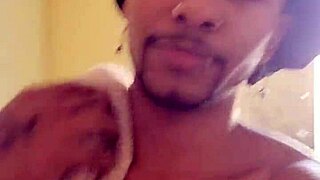 skinny guy cumming on big black cock in bathroom pov