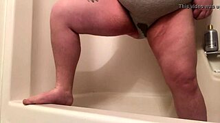 Katie, the blonde slut, pisses her panties then showers off in solo scene.