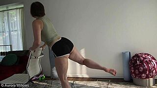 Granny Stretching Yoga Lesson with Shaved Cameltoe