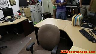 This ebony babe slowly stripteases for the pawnbroker in a hidden reality clip.