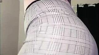 Sexy Curvy Redhead Dances in Fishnets, Showing Her Big Ass