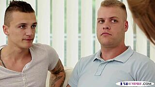 bisexual stud assfucked while pussylicking in 3some