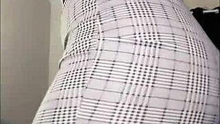 Sexy Curvy Redhead Dances in Fishnets, Showing Her Big Ass