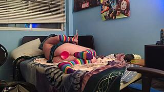 Submissive guy plays wild with his dragon toy