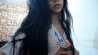 cam girl latina glasses toys young 18+ 18 19 yo small 18+ tits masturbation solo tits close up