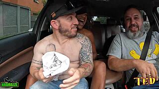 Thais Gomes, the mulata carioca, shocks by sucking breasts on street ride.